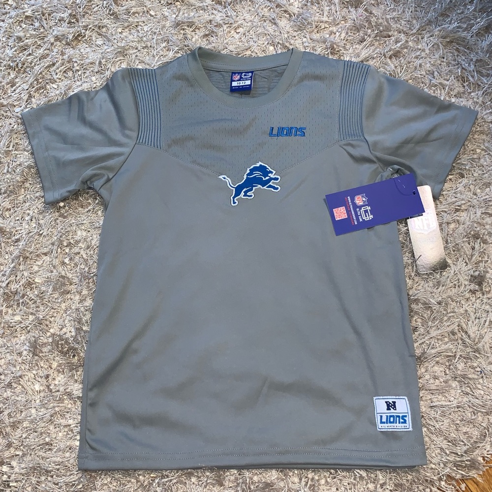 Detroit Lions Gray T-Shirt Jersey size 10-12 NWT